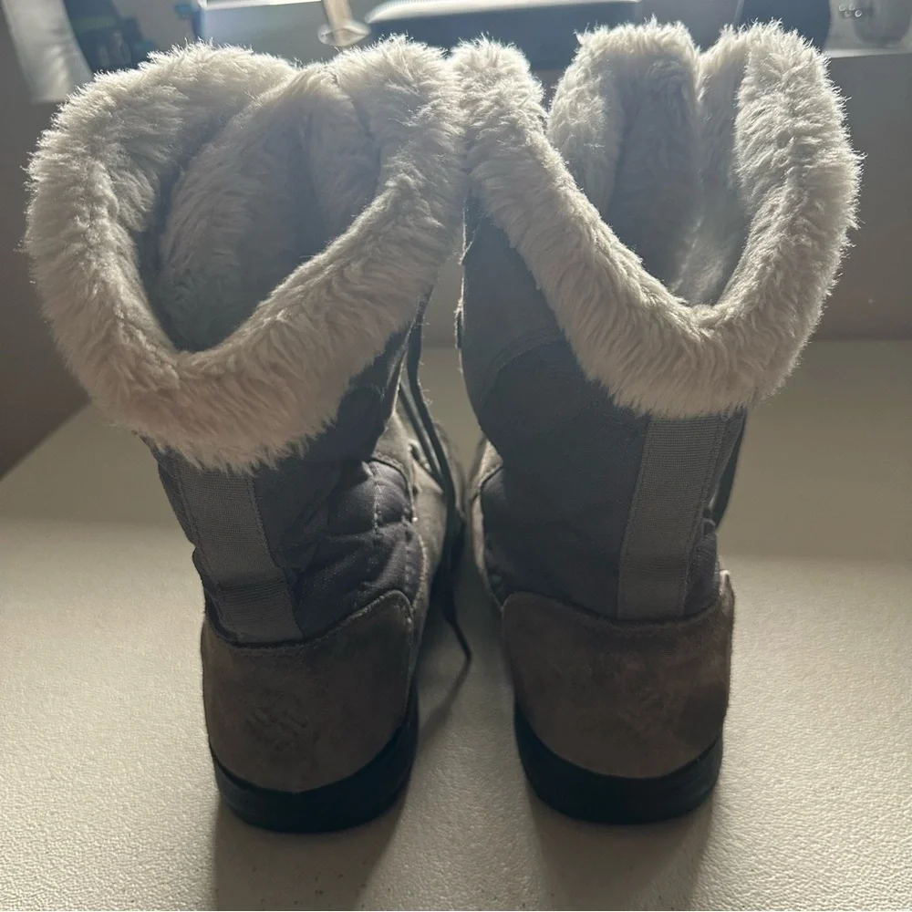 Columbia Ice Maiden II women's  boots grey suede textile upper with a faux fur